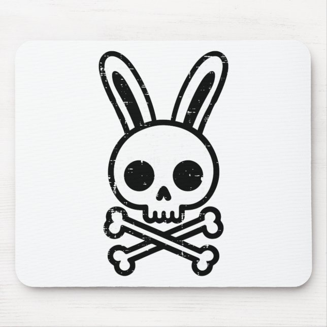 Easter Bunny Skull Cross Bones Rabbit Goth Men Boy Mouse Pad (Front)