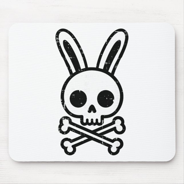Easter Bunny Skull Cross Bones Rabbit Goth Men Boy Mouse Pad (Front)