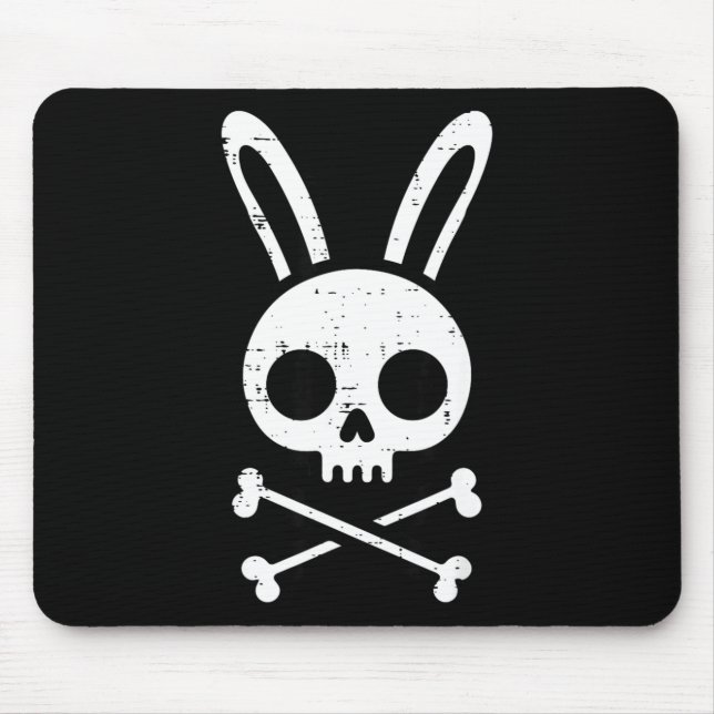 Easter Bunny Skull Cross Bones Rabbit Goth Men Boy Mouse Pad (Front)