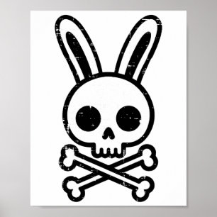 Easter Bunny Skull Cross Bones Rabbit Goth Men Boy Poster