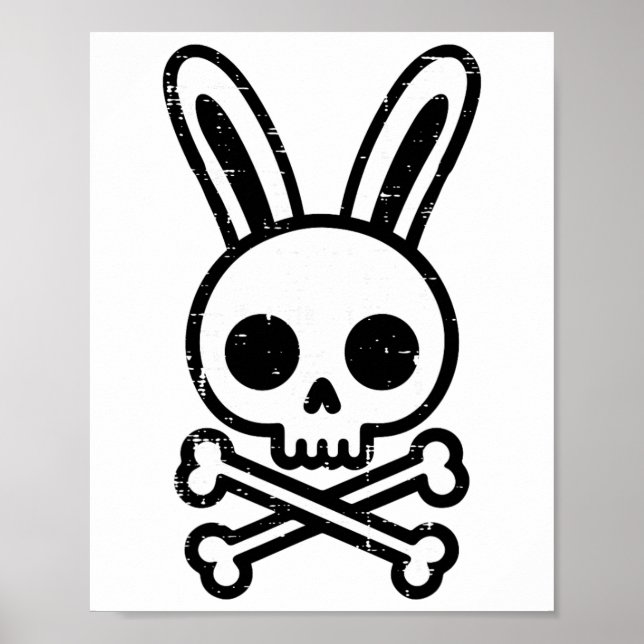 Easter Bunny Skull Cross Bones Rabbit Goth Men Boy Poster (Front)