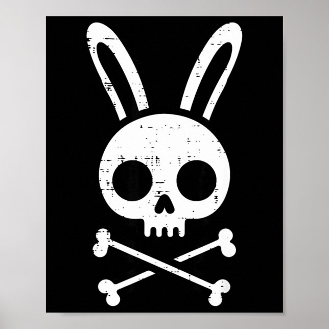Easter Bunny Skull Cross Bones Rabbit Goth Men Boy Poster (Front)