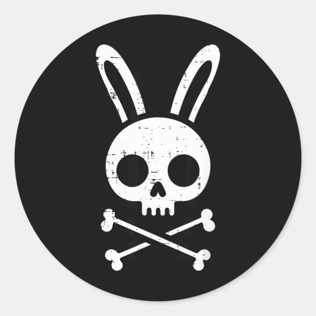 Easter Bunny Skull Cross Bones Rabbit Goth Men Classic Round Sticker (Front)