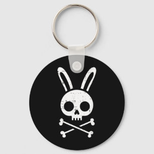 Easter Bunny Skull Cross Bones Rabbit Goth Men Key Ring