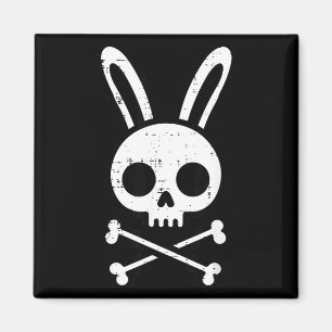 Easter Bunny Skull Cross Bones Rabbit Goth Men Magnet