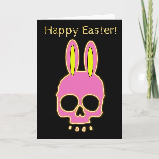 Easter Bunny Skull Happy Easter Holiday Card (Front)
