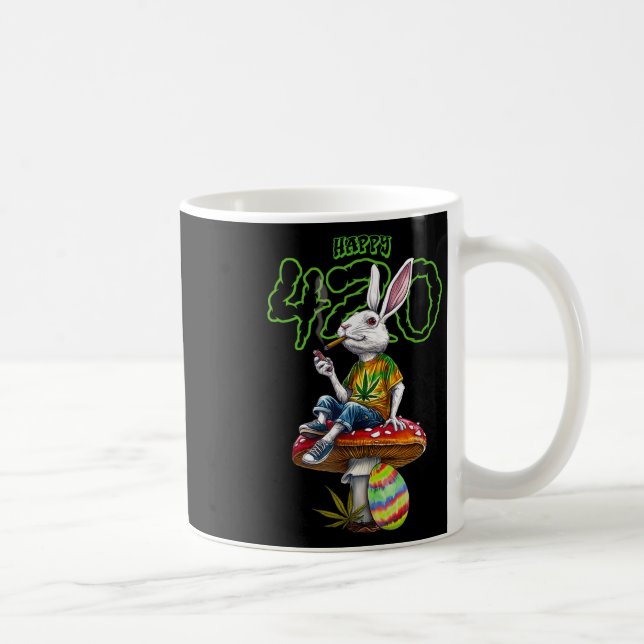 Easter Bunny Smoking Weed Happy Pot Rabbit  Coffee Mug (Right)