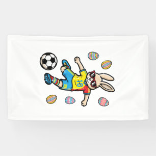 Easter Bunny Soccer Kick Rabbit Football Boys Kids Banner