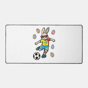 Easter Bunny Soccer Kick Rabbit Football Boys Kids Desk Mat
