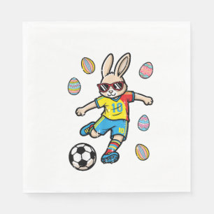 Easter Bunny Soccer Kick Rabbit Football Boys Kids Napkin