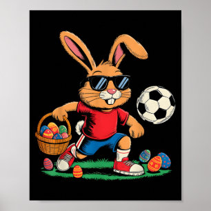 Easter Bunny Soccer Player Rabbit Boys Kids Men Poster