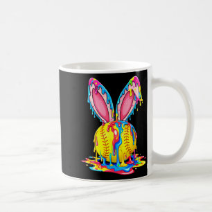 Easter bunny softball ice cream drip spring sports coffee mug