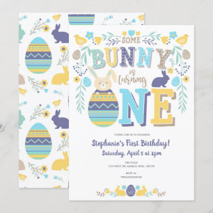 Easter, Bunny, Spring, 1st Birthday Invitation