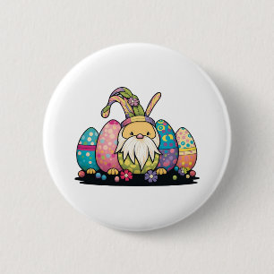 Easter Bunny Spring Cute Gnome Easter Egg Hunting 6 Cm Round Badge