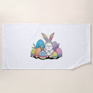 Easter Bunny Spring Cute Gnome Easter Egg Hunting Beach Towel