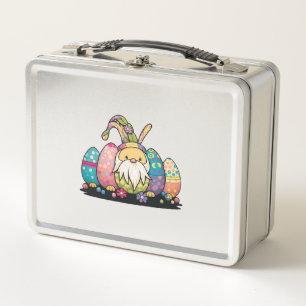 Easter Bunny Spring Cute Gnome Easter Egg Hunting  Metal Lunch Box