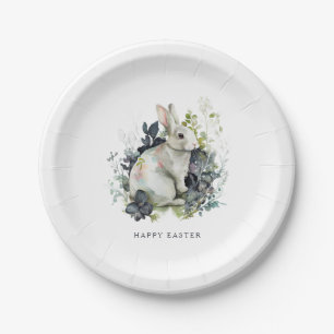 Easter Bunny Spring Floral Watercolor Personalised Paper Plate