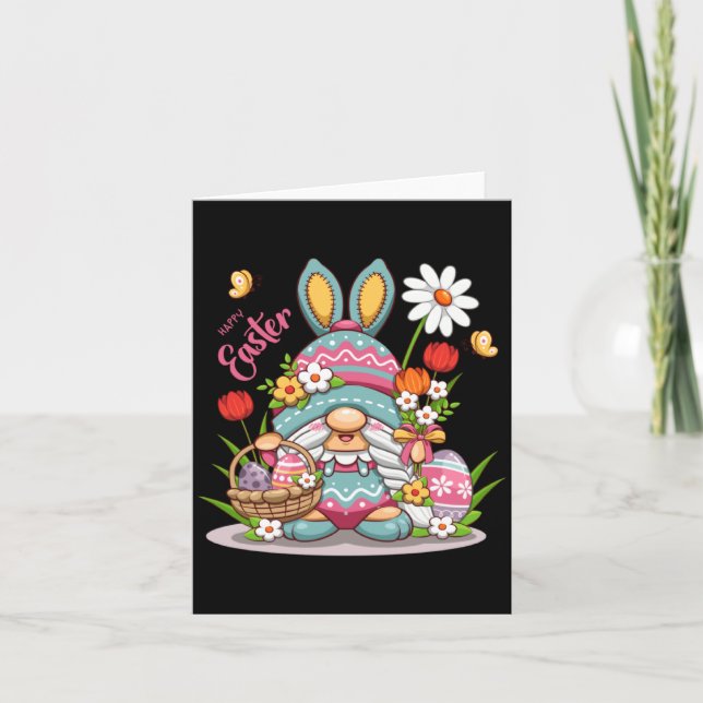 Easter Bunny Spring Gnome Easter Card (Front)