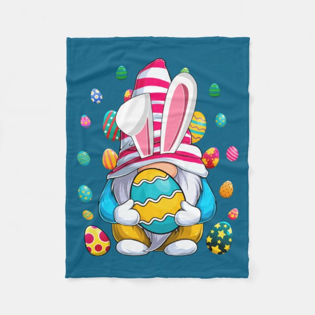 Easter Bunny Spring Gnome Easter Design Fleece Blanket (Front)