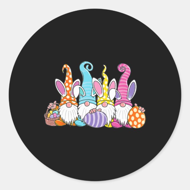 Easter Bunny Spring Gnome Easter Egg Hunting And B Classic Round Sticker (Front)