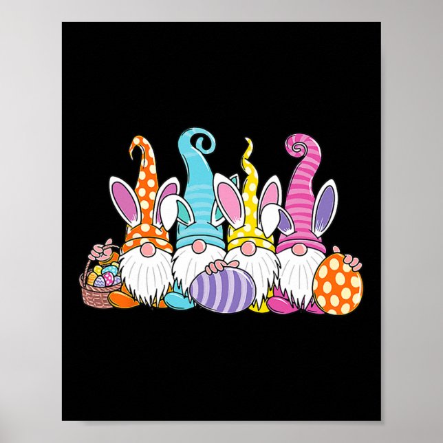 Easter Bunny Spring Gnome Easter Egg Hunting And B Poster (Front)