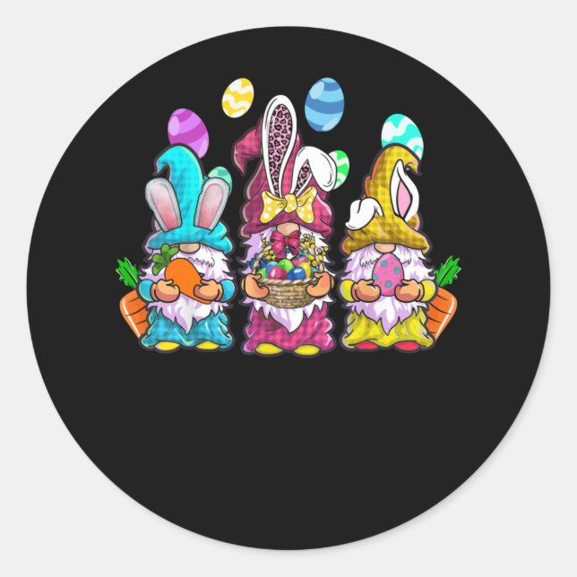 Easter Bunny Spring Gnome Easter Egg Hunting Classic Round Sticker (Front)