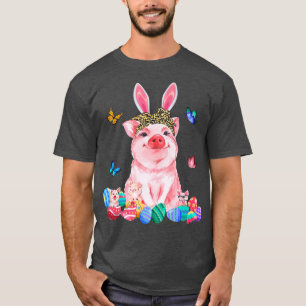 Easter Bunny Spring Pig Bow Egg Hunting Basket Col T-Shirt