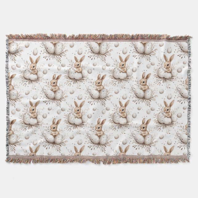 Easter Bunny Spring Throw Blanket (Front)