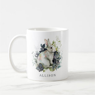 Easter Bunny Spring Watercolor Floral Personalised Coffee Mug