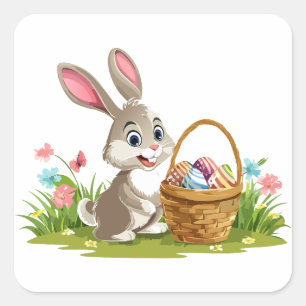 Easter bunny square sticker