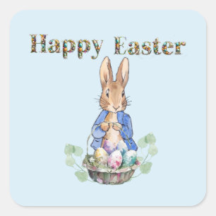 Easter bunny square sticker