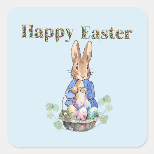 Easter bunny square sticker (Front)