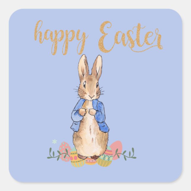 Easter bunny square sticker (Front)