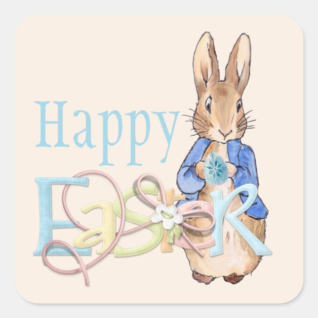 Easter bunny square sticker (Front)