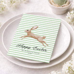 Easter Bunny Striped  Holiday Card