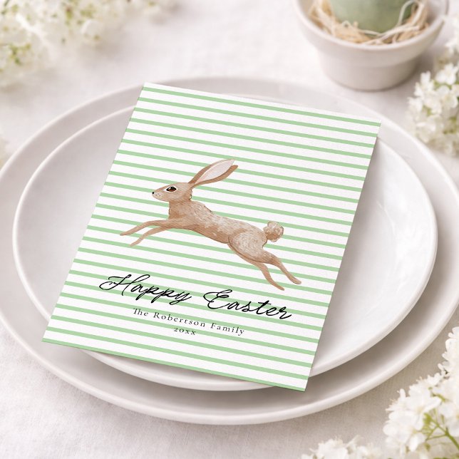 Easter Bunny Striped  Holiday Card (Creator Uploaded)