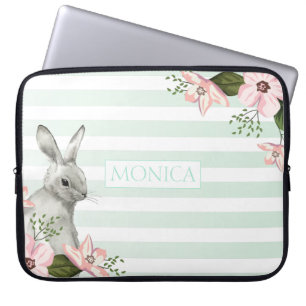 Easter Bunny striped monogram Laptop Sleeve
