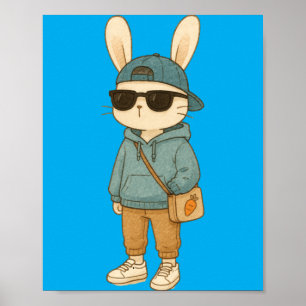 Easter Bunny Sungles Cute Cool Rabbit Spring Boys Poster