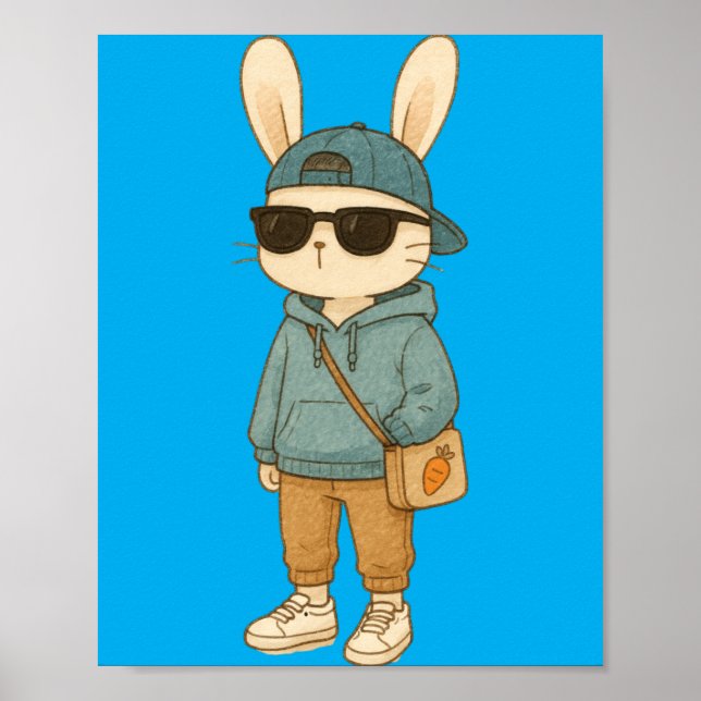 Easter Bunny Sungles Cute Cool Rabbit Spring Boys Poster (Front)