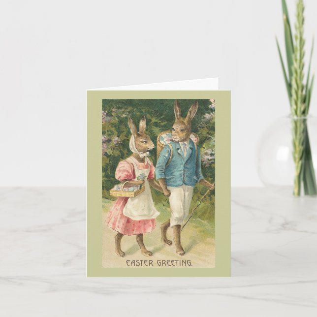 Easter Bunny Sweethearts Vintage Holiday Card (Front)