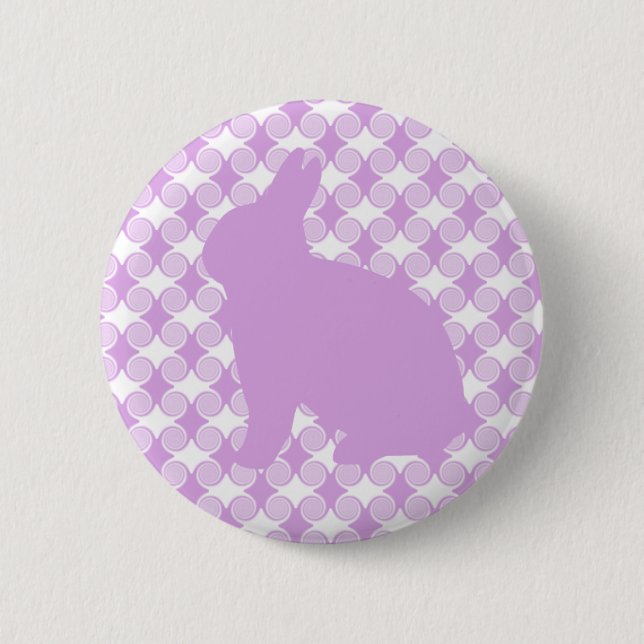Easter Bunny Swirls Button, Lavender 6 Cm Round Badge (Front)