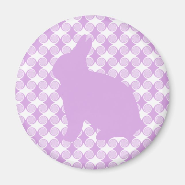 Easter Bunny Swirls Magnet, Lavender Magnet (Front)