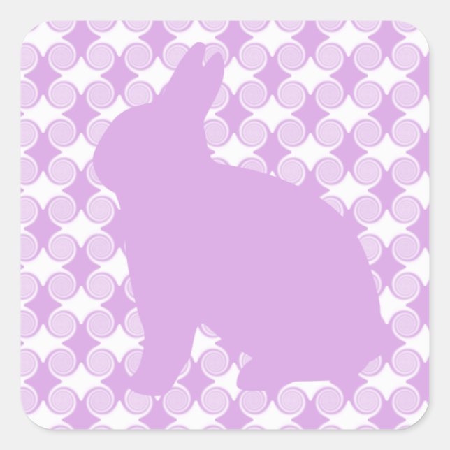 Easter Bunny Swirls Square Stickers, Lavender Sticker (Front)