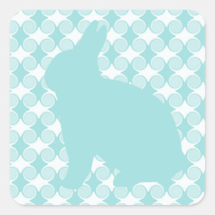 Easter Bunny Swirls Square Stickers, Light Blue Sticker