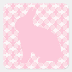 Easter Bunny Swirls Square Stickers, Light Pink Square Sticker