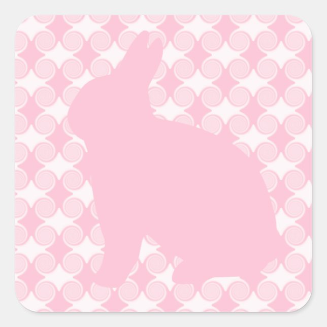 Easter Bunny Swirls Square Stickers, Light Pink Sticker (Front)
