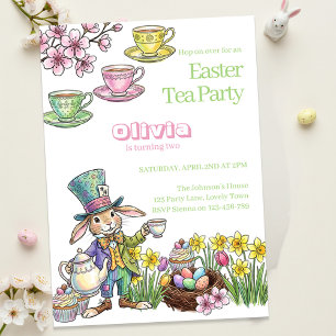 Easter Bunny Tea Party Any Age Kids Birthday  Invitation