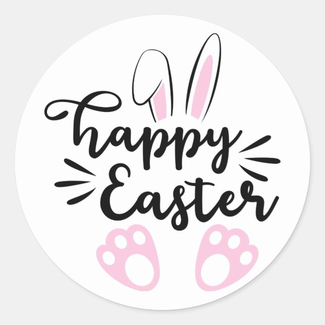 Easter bunny text round sticker (Front)