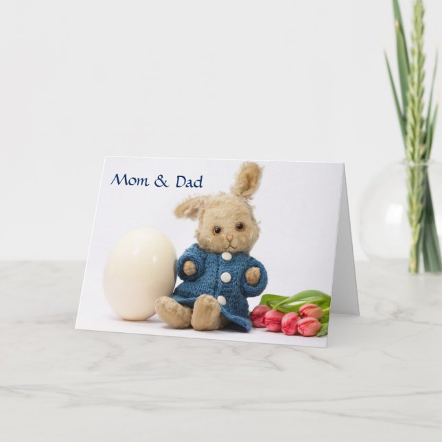 Easter Bunny Toy Personalised Holiday Card (Front)