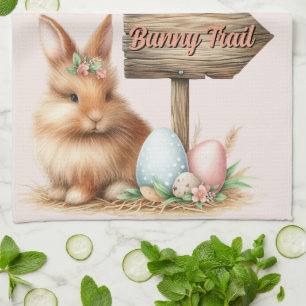 Easter Bunny Trail Tea Towel